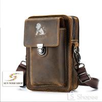 ราคา Sunwish -Laoshizi- No.91130 Crazy Horse หนังผู ้ ชายหนังแท ้ เข ็ มขัดโทรศัพท ์ มือถือเอวกระเป ๋ าช (26571382975)