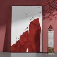 ราคา ภาพวาดตกแต่งห้องนั่งเล่น สไตล์จีน ภาพวาดดอกไม้สีแดง (52351076507)