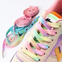 ราคา เชือกผูกรองเท้าสีสันสดใสแบบแบน เชือกผูกรองเท้าแบบไล่ระดับสีรุ้ง (16981876245)