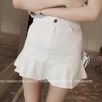 ราคา กระโปรงสั้น ปลายระบาย สีขาว (619395805)