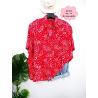 ราคา เสื้อมือสอง เสื้อสาวอวบ เสื้อเชิ้ตแขนสั้น ผ้าเรยอนสปัน อก 62 ยาว 29 นิ้ว แบรนด์ Carolina Colours (8657405605)