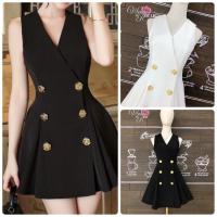 ราคา Widelia@Real เดรสคอวีแต่งกระดุม ชุดทรงสูท (43523051577)