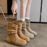 ราคา MVP รองเท้าบู๊ทส์หนังกลับหุ้มข้อสไตล์ย้อนยุคสำหรับผู้หญิง รองเท้าบู๊ทส์หนังนิ่มหุ้มข้อต่ำสำหรับฤดูใบไม้ร่วงและฤดูหนาว (51550805196)