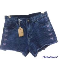 ราคา กางเกงขาสั้น กางเกงยีนส์เอวสู'ปักข้างเก๋ไซส์ใหญ่สาวอวบแมทง่ายกางเกงยีนส์ไซส์ใหญ่ 34-40 (17945415270)