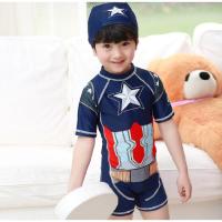 ราคา ชุดว่ายน้ำ บอดี้สูท แขนสั้น ขาสั้น ลาย กัปตันอเมริกา สีกรม (14787630921)
