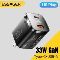 ราคา ESSAGER 33W GAN Charger USB-A + Type-C Fast Charging adapter รองรับ PPS PD3.0 QC4.0 Ap2.4A AFC Travel Charger (29038693704)