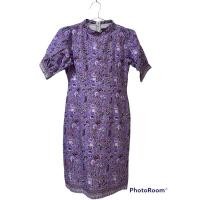 ราคา ชุดเดรสผ้าปาเต๊ะลายไทยสีม่วง (16990897805)
