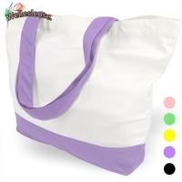 ราคา WELLE Canvas Tote Bag, Cotton Reusable Shopping Bags, Fashion Large Two-Tone 12oz Storage Bag For Women, Student and Children (28289413759)