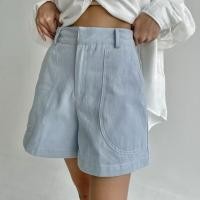 ราคา Hotpants Karina Contrast Stitch Short Premium Pants กางเกงขาสั้นยืดผู้หญิง Denim Look Alike (54051151249)