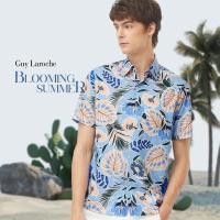 ราคา Guy Laroche เสื้อเชิ้ตแขนสั้น พิมพ์ลาย สีฟ้า เนื้อผ้า 100% Cotton ทรง REGULAR FIT รุ่น BAC5102S5 (26276748676)
