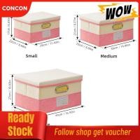 ราคา Concon Concon 3 ชิ้นถังเก็บพร้อมฝาปิดพับผ้าฝ้ายผ้าลินินกล่องพับตู้เสื้อผ้าออแกไนเซอร์ปกคลุมสำหรับห้องนอนบ้านสำนักงานสีม่วง (56451260716)