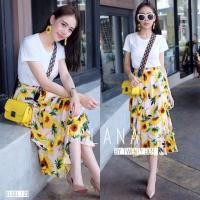 ราคา set เสื้อแขนสั้นสีพื้นขาว แขนสั้น มาคู่กระโปรงระบายชั้นๆ ใส่สวยพริ้ว (1046159270)