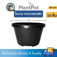ราคา กระถาง กระถางทรงถ้วย กระถางเตี้ย ขนาด เบอร์ 10 9.5 นิ้ว สีดำ ยกมัด 10 ใบ (26812028090)