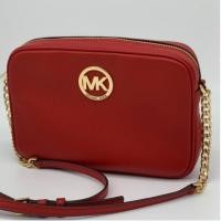 ราคา กระเป๋า MICHAEL KORS ของแท้ รุ่น Fulton Large Pebbled Leather Camera Bag สีแดง ของใหม่ (5767791411)