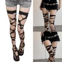 ราคา Exhila Tattered เหนือเข่าถุงเท้า Distressed ต้นขาถุงเท้า Fishnet ถุงน่องฤดูร้อนบาง Sheer ถุงน่อง Hosiery (55001217720)