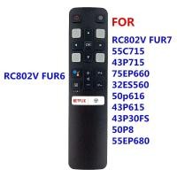 ราคา RC802V FUR6 ใหม่ Google Assistant Voice รีโมทคอนโทรลสําหรับ TCL TV 55C715 43P715 55EP680 50P8 50p616 เปลี่ยน RC802V FMR7 (26621295871)