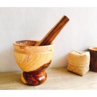 ราคา Titanium ครกไม้เหลือง ครกไม้จามจุรี 9 นิ้ว พร้อมสาก (43652211170)