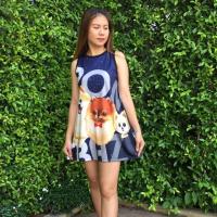 ราคา ชุดเดรสลายน้องหมา(ปอมเมอเรเนียน) (236704654)