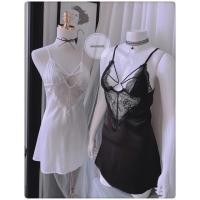 ราคา ชุดนอน ผ้าไหม ลูกไม้ 2 สี ขาวดํา (40658814176)