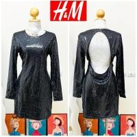 ราคา แบรนด์ H&M แท้100% เดรสงานเกล็ดวิบวับ สีดำ โชว์หลัง แขนยาว เดรสปาร์ตี้ เดรสออกงาน ทรงเข้ารูปสวยๆ(20) (24266329283)