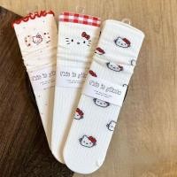 ราคา ถุงเท้าหญิงลายคิตตี้แมว สไตล์น่ารักสำหรับฤดูร้อน สีขาวและชมพูแบบตาข่ายญี่ปุ่น (28240596806)