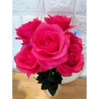 ราคา New ดอกกุหลาบแบบช่อ (สี ชมพูบานเย็น) ช่อละ 7 ดอก กุหลาบปลอม ดอกไม้ประดิษฐ์ ทำจากผ้า สีสันสดใส (18288441817)