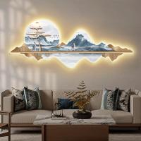 ราคา ห้องนั่งเล่นส่องสว่างภาพวาดตกแต่งภาพวาดไฟ LED ใหม่สไตล์จีนโชคดีกวางโซฟาภูมิทัศน์พื้นหลังผนังภาพวาดภาพจิตรกรรมฝาผนัง High-End LED ภาพวาดส่องสว่างคริสตัล Porcelain ภาพวาด 42117377046 (43367406596)