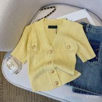 ราคา แจ็คเก็ตแขนสั้นสีเหลืองอ่อน ใหม่สไตล์ชาแนลแบบเปิดข้างสำหรับฤดูร้อน (40562217507)