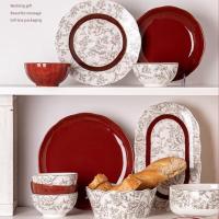 ราคา ชุดจานชามเซรามิค รูปดอกกุหลาบ สีแดง สําหรับใส่อาหาร ซุป สลัด (24850647810)