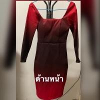 ราคา เดรสสั้นออกงาน มือหนึ่ง แขนยาว สีแดง (ไล่สี) ผ้าไหมญี่ปุ่นยืดได้ (1832212669)