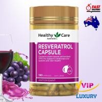 ราคา exp.10/2027 เรสเวอราทรอล Healthy Care Resveratrol with Grape Seed Extract 180 Capsules (24963780016)