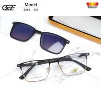 ราคา กรอบแว่นสายตา GEZE Clip-On รุ่น 2263 - C2 เต็มกรอบสีดำ-ทอง คลิปออนแม่เหล็ก เลนส์กันแดดPolarized (26457395321)
