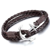 ราคา สร้อยข้อมือหนังอิตาลีแท้ถักประดับสมอเรือ สวมใส่วันสบาย (68054000)