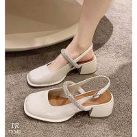 ราคา TX342 รองเท้าส้นสูงแบบแต่งสายคาดเพชรสายรัดส้น (7411927212)