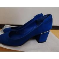 ราคา แท้ รองเท้าคัทชู แบรนด์ Nine West size 37 สีน้ำเงิน ส้นสูง 1.5 นิ้ว มือสอง (28379198997)