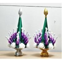 ราคา บายศรีผ้า บายศรีปากชาม งานผ้า ขนาดความสูง 23 ซม. ราคาเป็นคู่ (3573283130)