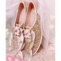 ราคา (พร้อมส่ง แท้) KEDS x Kate Spade WF52991 ROSE GOLD รองเท้าผ้าใบผู้หญิง แบบผูกเชือก สีโรสโกลด์ รองเท้าผ้าใบ (9789539913)