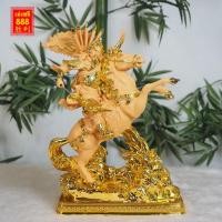 ราคา เทพเจ้ากวนอูขี่ม้า งานเรซิ่นพ่นทรายทอง พร้อมฐาน สูง 16 นิ้ว (12064245629)