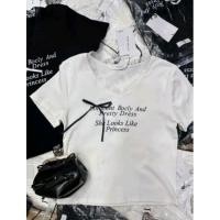 ราคา GN พร้อมส่ง เสื้อยืดผ้าคอตตอนเนื้อดีมีดีเทลคอวีแต่งลูกไม้งานสกรีนสวยคมแต่งอะไหล่โบว์งานคุณภาพป้าย it's me basic (28714832132)