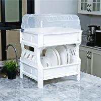 ราคา ที่คว่ำจานพลาสติกพร้อมฝาครอบ 2 ชั้น ที่คว่ำจานประหยัดพื้นที่วาง จัดเก็บอุปกรณ์จาน ชาม ช้อน ซ้อม ถ้วยน้ำ มีถาดรองน้ำทิ้ง (11237414209)