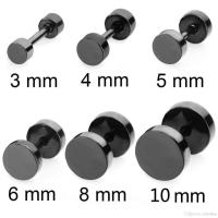ราคา ◊☑►ต่างหู ตุ้มหู จิว ต่างหูผู้ชาย Black Gothic Barbell Earring Fashion Round Plain Men Stud Jewelry - 1 ข้าง (5077394447)