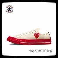 ราคา Comme des Garcons PLAY x Converse Chuck Taylor All Star 1970s OX รองเท้าผ้าใบลำลองส้นเตี้ยสีขาวสีแดง Kawakubo Rei (16482207872)