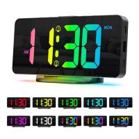 ราคา ORIA Digital Alarm Clock RGB LED Digital Clocks Colorful Clocks With Atmosphere Night Light for Home Office Best Gifts (20885652849)