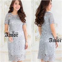 ราคา M - 4XL งานป้าย เดรสลูกไม้ สีเงิน dress ชุดเดรส ชุดออกงาน สำหรับสาวอวบ เพื่อนเจ้าสาว งานแต่งงาน สีแดง ชมพู ฟ้า ทอง (7755061752)