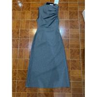 ราคา Dress ยาวคอปีนจับจีบย่น แขนกุด สีเทา (26117166770)