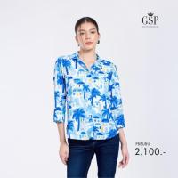 ราคา GSP เสื้อเชิ้ตผู้หญิง ซานโตรินี แขนสามส่วน สีฟ้า PBBUBU (40961114825)