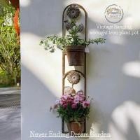 ราคา กระถางต้นไม้เหล็กดัดแบบแขวนวินเทจ Vintage hanging wrought iron plant pot (27884128850)