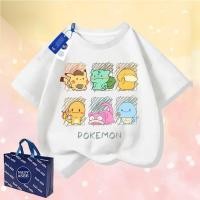 ราคา ท็อปแขนสั้นผ้าฝ้ายบริสุทธิ์สำหรับเด็ก โปเกมอน, เสื้อยืดปิกาจู สำหรับเด็กชายและเด็กหญิง น่ารัก สไตล์สบายๆ ท็อปแขนสั้น (40602113446)