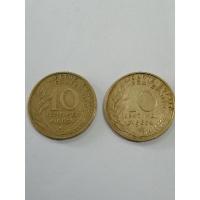 ราคา เหรียญฝรั่งเศสผ่านใช้10centมี1ชุด2เหรียญ​ ปี1998​และปี​1963 (19722681966)