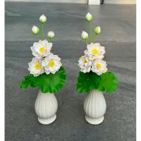 ราคา ดอกบัว แจกันดอกบัว ดอกบัวบูชา ดอกบัวดินปั้น สูง 7 นิ้ว (ราคาต่อ 1 แจกัน) (13238221635)